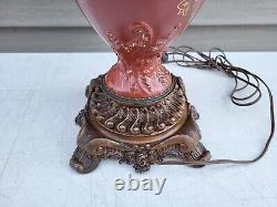 Antique Parlor Banquet GWTW Kerosene Oil Lamp c1890s ELECTRIFIED Gorgeous