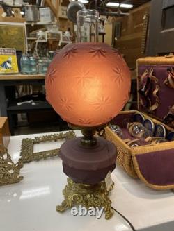 Antique Parlor Lamp Electric Oil Lamp Purple Beautiful
