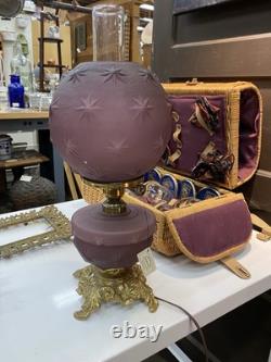 Antique Parlor Lamp Electric Oil Lamp Purple Beautiful