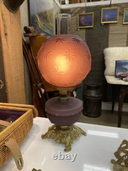 Antique Parlor Lamp Electric Oil Lamp Purple Beautiful