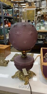 Antique Parlor Lamp Electric Oil Lamp Purple Beautiful