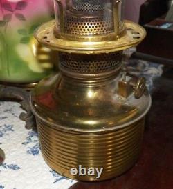 Antique Parlor Oil Lamp, Fostoria Glass Co, Solid Brass Font, New Wick, 30tall