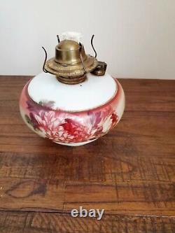 Antique Patented 1886 Hanging Library Oil Lamp Hand Painted Shade