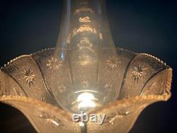 Antique Pedestal English Cranberry Glass Oil Lamp Brass Duplex Burner 24 Works