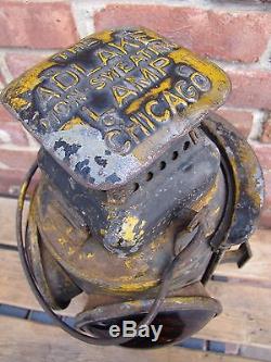 Antique Pennsylvania Railroad Adlake Chicago Oil Lantern w Burner PRR lamp