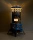 Antique Perfection Oil Heater Converted Electric Lamp Light Handpainted Blue