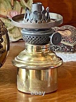 Antique Petite GWTW Victorian Gilded Loong Dragon Frosted Shade Oil Lamp