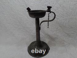 Antique Pewter Oil Lamp c. 1859 with Wick Snuffer