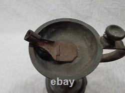 Antique Pewter Oil Lamp c. 1859 with Wick Snuffer