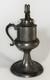 Antique Pewter Whale Oil Fluid Lamp Double Tube Burner with Snuffers, Chains