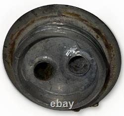 Antique Pewter Whale Oil Fluid Lamp Double Tube Burner with Snuffers, Chains