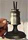Antique Pewter Whale Oil Lamp, Chamberstick with Turned Font & Original Burner