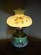 Antique Phoenix GWTW Hand Painted Converted Oil Lamp 18 Tall Green Melon Shade