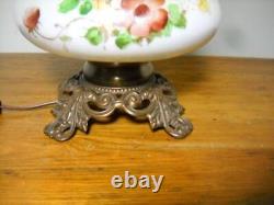 Antique Phoenix GWTW Hand Painted Converted Oil Lamp 18 Tall Green Melon Shade