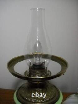 Antique Phoenix GWTW Hand Painted Converted Oil Lamp 18 Tall Green Melon Shade