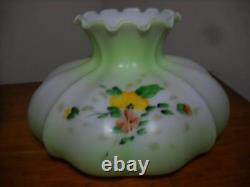 Antique Phoenix GWTW Hand Painted Converted Oil Lamp 18 Tall Green Melon Shade