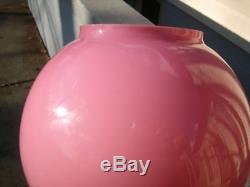Antique Pink Cased Glass Ball Globe Shade GWTW Kerosene Oil Lamp 8 inch wide