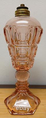 Antique Pink Coinspot/Coindot Pressed Glass Oil Lamp C1840
