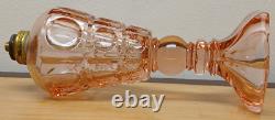Antique Pink Coinspot/Coindot Pressed Glass Oil Lamp C1840