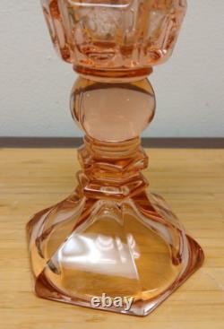 Antique Pink Coinspot/Coindot Pressed Glass Oil Lamp C1840