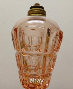 Antique Pink Coinspot/Coindot Pressed Glass Oil Lamp C1840