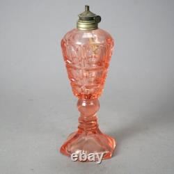 Antique Pink Coinspot Pressed Glass Oil Lamp C1840