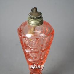 Antique Pink Coinspot Pressed Glass Oil Lamp C1840