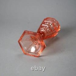 Antique Pink Coinspot Pressed Glass Oil Lamp C1840