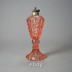 Antique Pink Coinspot Pressed Glass Oil Lamp C1840