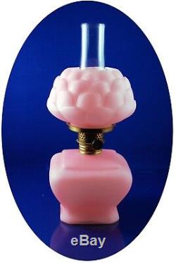 Antique Pink Satin ROSE Miniature Oil Lamp by Fostoria and Consolidated, S1-385