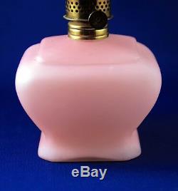 Antique Pink Satin ROSE Miniature Oil Lamp by Fostoria and Consolidated, S1-385