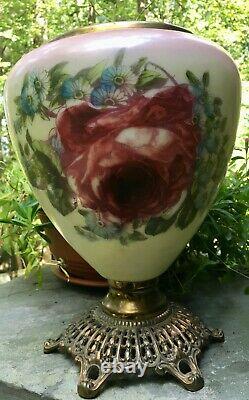 Antique Pittsburgh Roses Glass Oil Lamp Base
