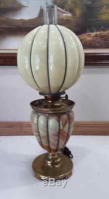 Antique Pittsburgh Success Slag Hurricane Parlor Oil Lamp Converted Electric