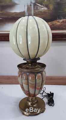 Antique Pittsburgh Success Slag Hurricane Parlor Oil Lamp Converted Electric