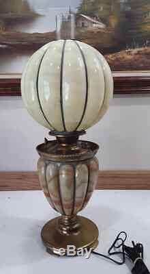 Antique Pittsburgh Success Slag Hurricane Parlor Oil Lamp Converted Electric