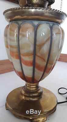 Antique Pittsburgh Success Slag Hurricane Parlor Oil Lamp Converted Electric