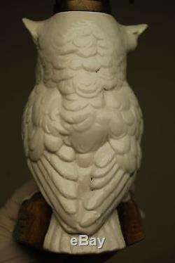 Antique Porcelain Ceramic Kerosene Oil Owl Dresden Meissen French Figurine Lamp