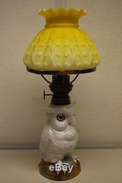Antique Porcelain Ceramic Kerosene Oil Owl Dresden Meissen French Figurine Lamp