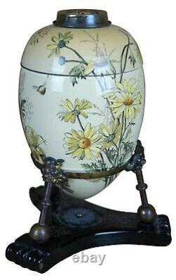 Antique Porcelain Oil Lamp Lantern Bees Insects Flowers Hinks & Sons 826 12