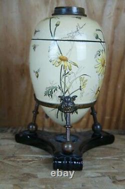 Antique Porcelain Oil Lamp Lantern Bees Insects Flowers Hinks & Sons 826 12