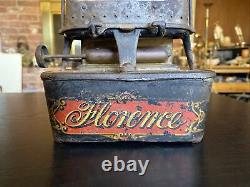 Antique Portable Cast Iron Florence Lamp Stove Oil Kerosene Camping, Pat. 1886