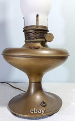Antique Pre-Aladdin Plume & Atwood Brass Oil Lamp #5093 Converted