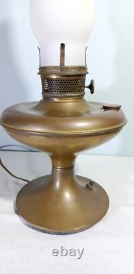Antique Pre-Aladdin Plume & Atwood Brass Oil Lamp #5093 Converted