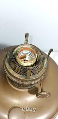 Antique Pre-Aladdin Plume & Atwood Brass Oil Lamp #5093 Converted