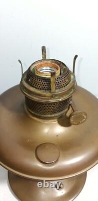 Antique Pre-Aladdin Plume & Atwood Brass Oil Lamp #5093 Converted