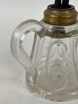 Antique Pressed Glass Whale oil Finger lamp with Double burner