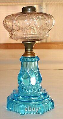 Antique Pride Oil Lamp Clear / Blue 12-1/2 To Top Of Collar For #2 Burner