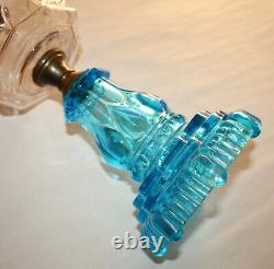 Antique Pride Oil Lamp Clear / Blue 12-1/2 To Top Of Collar For #2 Burner