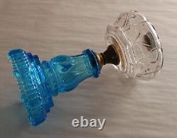 Antique Pride Oil Lamp Clear / Blue 12-1/2 To Top Of Collar For #2 Burner