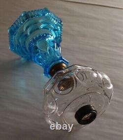 Antique Pride Oil Lamp Clear / Blue 12-1/2 To Top Of Collar For #2 Burner